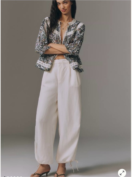Anthropologie Pants - Anthropologie Garden Balloon Cream Wide-Leg Drawstring Hem Pants